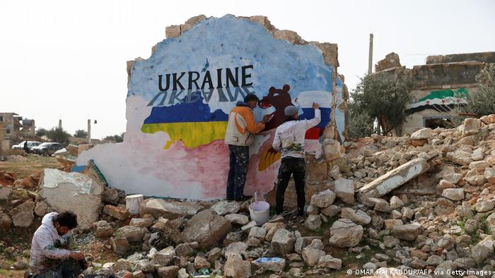 Syrien Russland Ukraine Konflikt Wandgemälde
