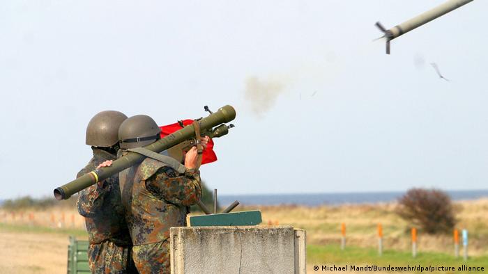 Soldiers practice shooting rockets 