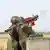Dois soldados lançam míssil antiaéreo