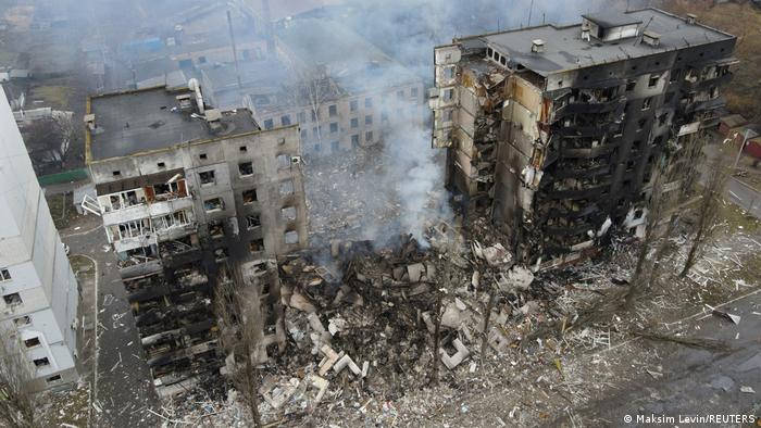 Edificios destruidos en Borodianka, en la región de Kiev, luego de un bombardeo ruso. (3.03.2022).