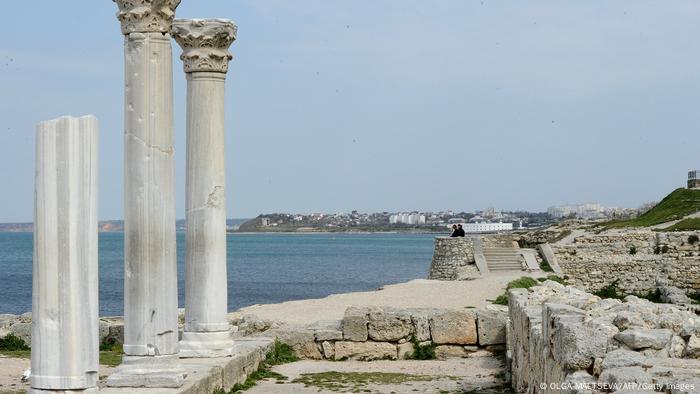 Ruins of the acient Greek city of Chersonesos near Sevastopol Ukraine. 