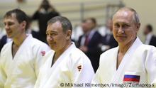 February 14, 2019 - Sochi, Russia - Russian President Vladimir Putin with the head coach of the Russian judo team Ezio Gamba, center, during judo practice at the Yug-Sport Training Centre February 14, 2019 in Sochi, Russia. Sochi Russia PUBLICATIONxINxGERxSUIxAUTxONLY - ZUMAp138 20190214_zaa_p138_012 Copyright: xMikhaelxKlimentyevx 