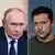 Portraits de Vladimir Poutine et Volodymyr Zelensky