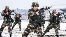 QIANXINAN, CHINA - FEBRUARY 22, 2022 - Officers and soldiers conduct training in Southwest Guizhou, Guizhou Province, China, February 22, 2022.