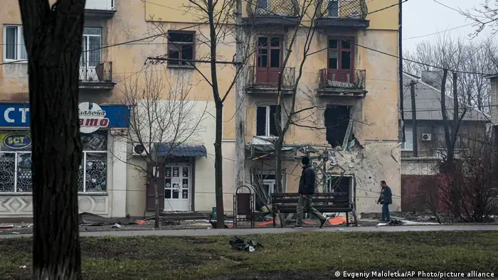 Ukraine Russland Krieg Mariupol Zerstörtes Wohnhaus