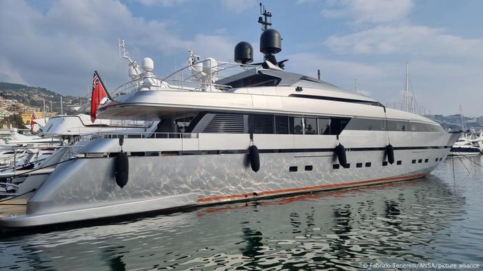 The Lena yacht pictured in the port of Sanremo