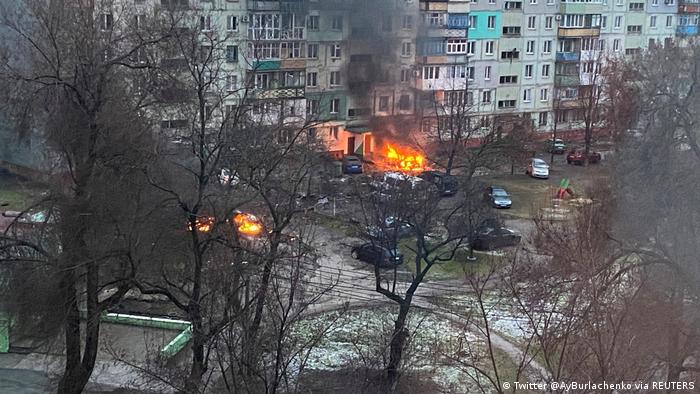 Shelling in Mariupol during Russia's invasion