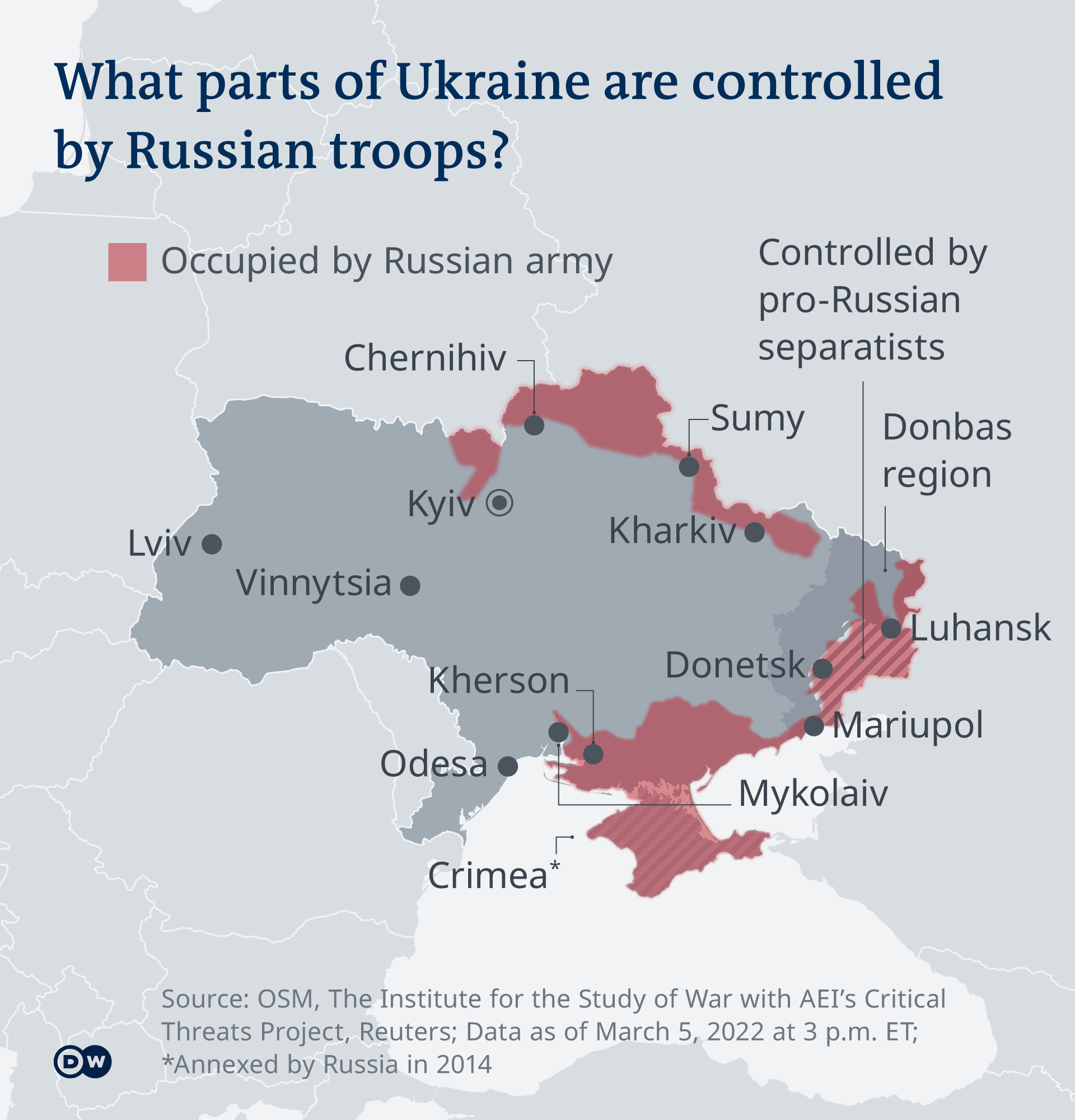 Infografik/Map - What parts of Ukraine are controlled by Russian troops? - EN