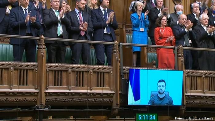 London Parlament Videobotschaft der Präsidenten Wolodymyr Selenskyj