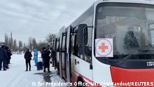 Buses wait during evacuations amid the Russian invasion of Ukraine, out of Sumy, March 8, 2022 in this still image obtained from handout video. Deputy Head for President's Office, Ukraine/Handout via REUTERS
THIS IMAGE HAS BEEN SUPPLIED BY A THIRD PARTY. MANDATORY CREDIT. NO RESALES. NO ARCHIVES