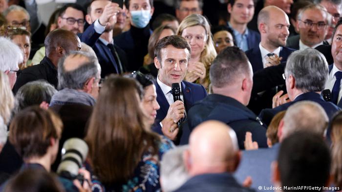 Macron at an election campaign rally
