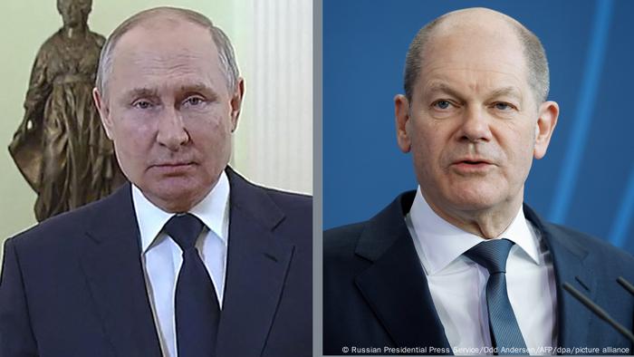 Kombobild Putin und Scholz