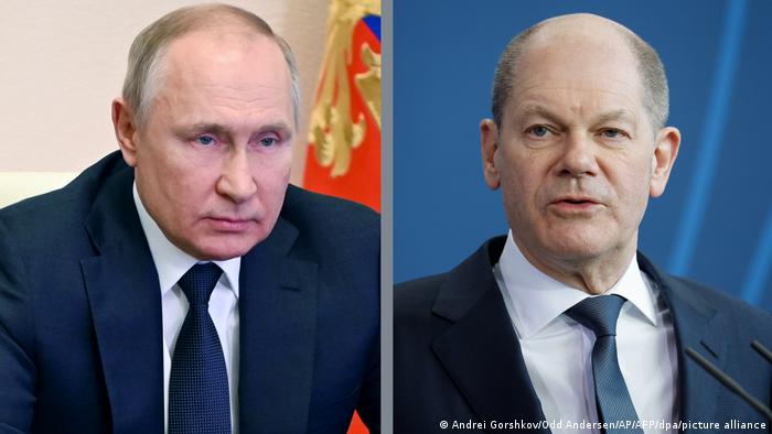 Kombobild Wladimir Putin und Olaf Scholz