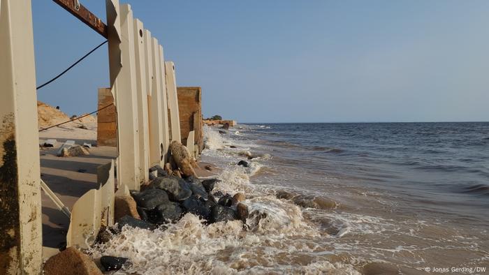 La subida del nivel del mar en la corta franja costera de la República Democrática del Congo amenaza la playa donde desovan las tortugas.