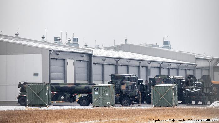 US Patriot missile defense batteries at Rzeszow airport in Poland