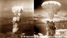 +++ Mobile Ausspielung: Hochformat u Quadrat - nur Hiroshima sichtbar+++++
August 1945 World War II, Atomic bomb mushroom clouds over Hiroshima (left) and Nagasaki (right), August 1945 Japan WHA PUBLICATIONxINxGERxSUIxAUTxONLY !ACHTUNG AUFNAHMEDATUM GESCHƒTZT! Copyright: WHA UnitedArchivesWHA_059_0773
World was II Atomic Bomb Mushroom Clouds Over Hiroshima left and Nagasaki Right August 1945 Japan Wha PUBLICATIONxINxGERxSUIxAUTxONLY Regard date estimated Copyright Wha UnitedArchivesWHA_059_0773