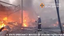 11.3.2022, Dnipro, Ukraine, Firefighters work at the site of an airstrike, amid the ongoing Russian invasion, in Novokodatsky district, Dnipro, Ukraine March 11, 2022 in this handout video still image. State Emergency Service of Ukraine/Handout via REUTERS
THIS IMAGE HAS BEEN SUPPLIED BY A THIRD PARTY. WATERMARK PROVIDED AT SOURCE