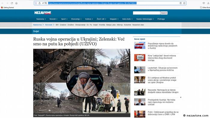 List Nezavisne novine iz Banjaluke napad Rusoije na Ukrajinu naziva ruskom vojnom operacijom