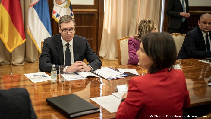 Српскиот претседател, Александар Вучиќ и германската министерка за надворешни работи Аналена Бербок
