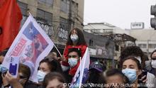 Manifestación en Santiago de Chile ante el Congreso nacional, a la espera de la asunción del mando de Gabriel Boric. (11.02.2022).