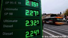A display shows fuel prices at a petrol station in Nice, France, March 8, 2022. REUTERS/Eric Gaillard