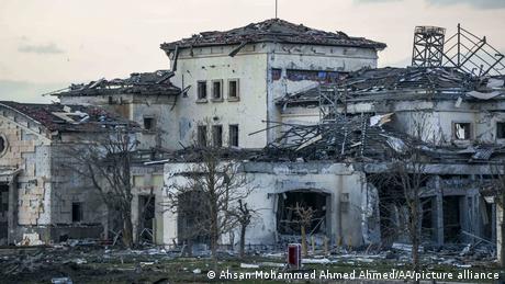  A damaged mansion after it was hit in a missiles attack on Erbil