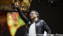 BOGOTA, COLOMBIA - MARCH 04: Presidential Candidate, Gustavo Petro speaks during an event at the Journalist Park in Bogota, Colombia on March 04, 2022. The Fiesta del Cambio was held, an event carried out by the political movement (Historical Pact) on the occasion of closing its electoral campaign for a week of the legislative elections. The meeting was attended by the presidential candidates of the Historical Pact, Gustavo Petro, Arelis Uriana and in the same way, the candidates for the Congress of the Republic of this community attended. Juancho Torres / Anadolu Agency