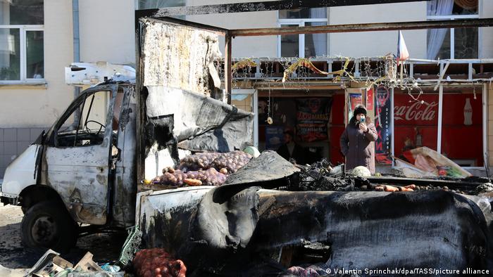 Donetsk'e atılan füzenin verdiği hasar