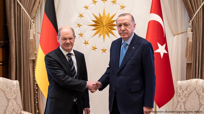 Türkei Ankara | Bundeskanzler Olaf Scholz und Recep Tayyip Erdogan 