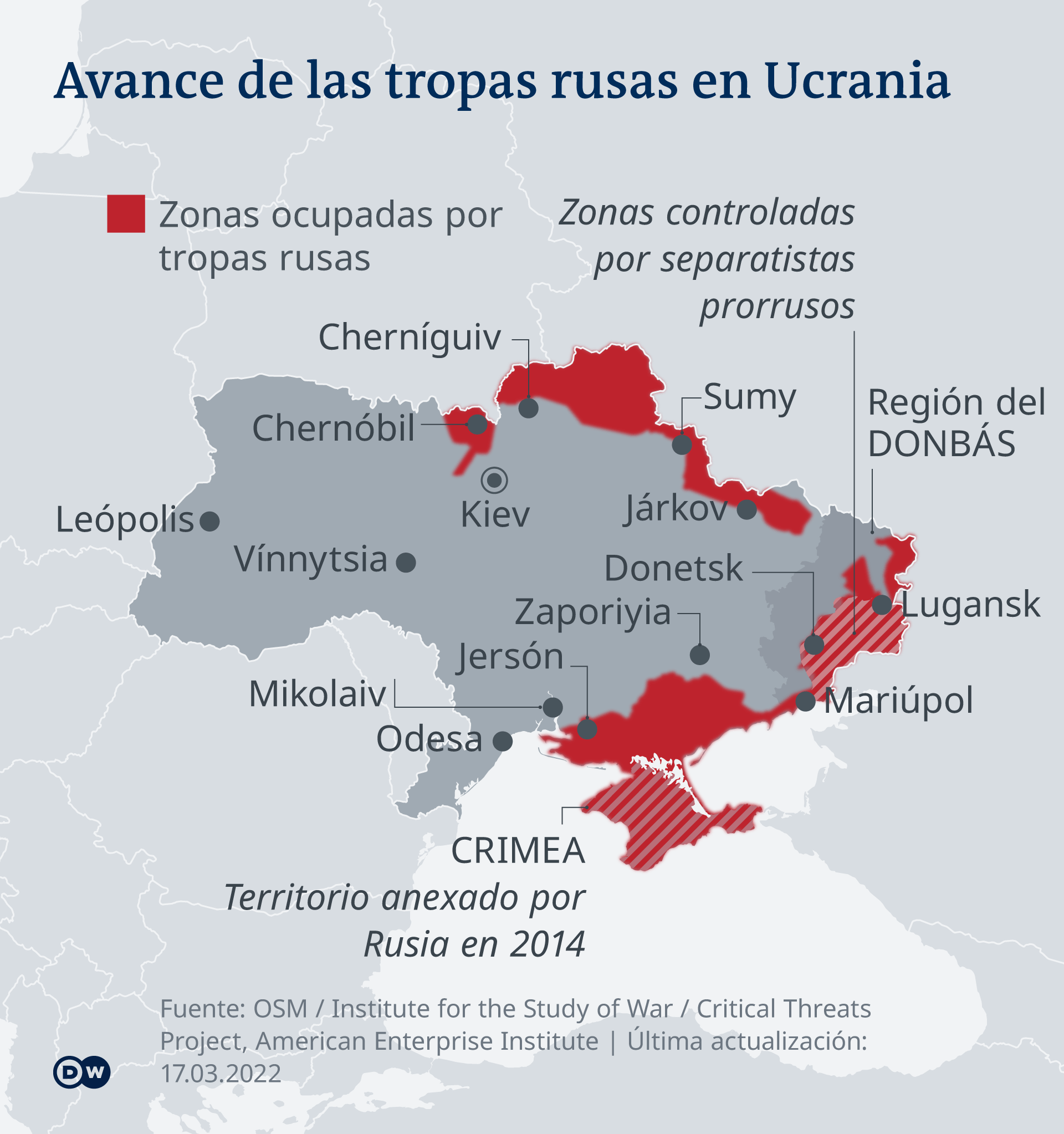 El avance de las tropas rusas en Ucrania. El avance de las tropas rusas en Ucrania.