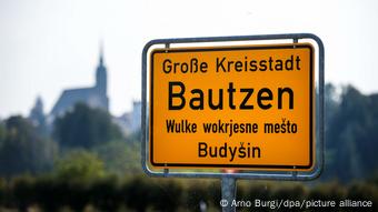 A signpost in Bautzen with information in German and Czech