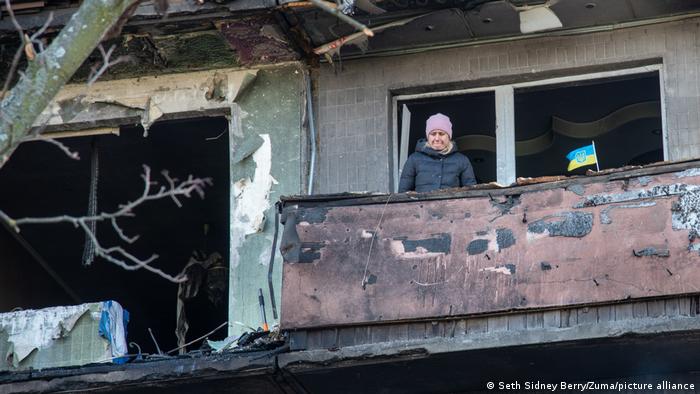 Ukraine Kiew | Ukraine-Konflikt - Getroffenes Wohnhaus in Kiew