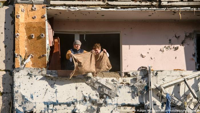 Edificio bombardeado en el diestrito de Kiev. (15.03.2022).