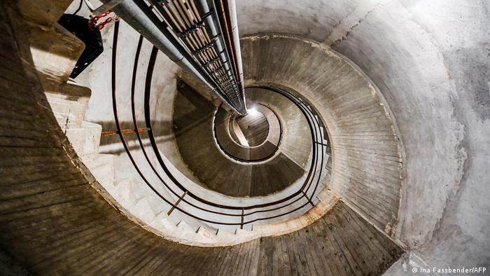 A staircase leads to the inside of the bunker.