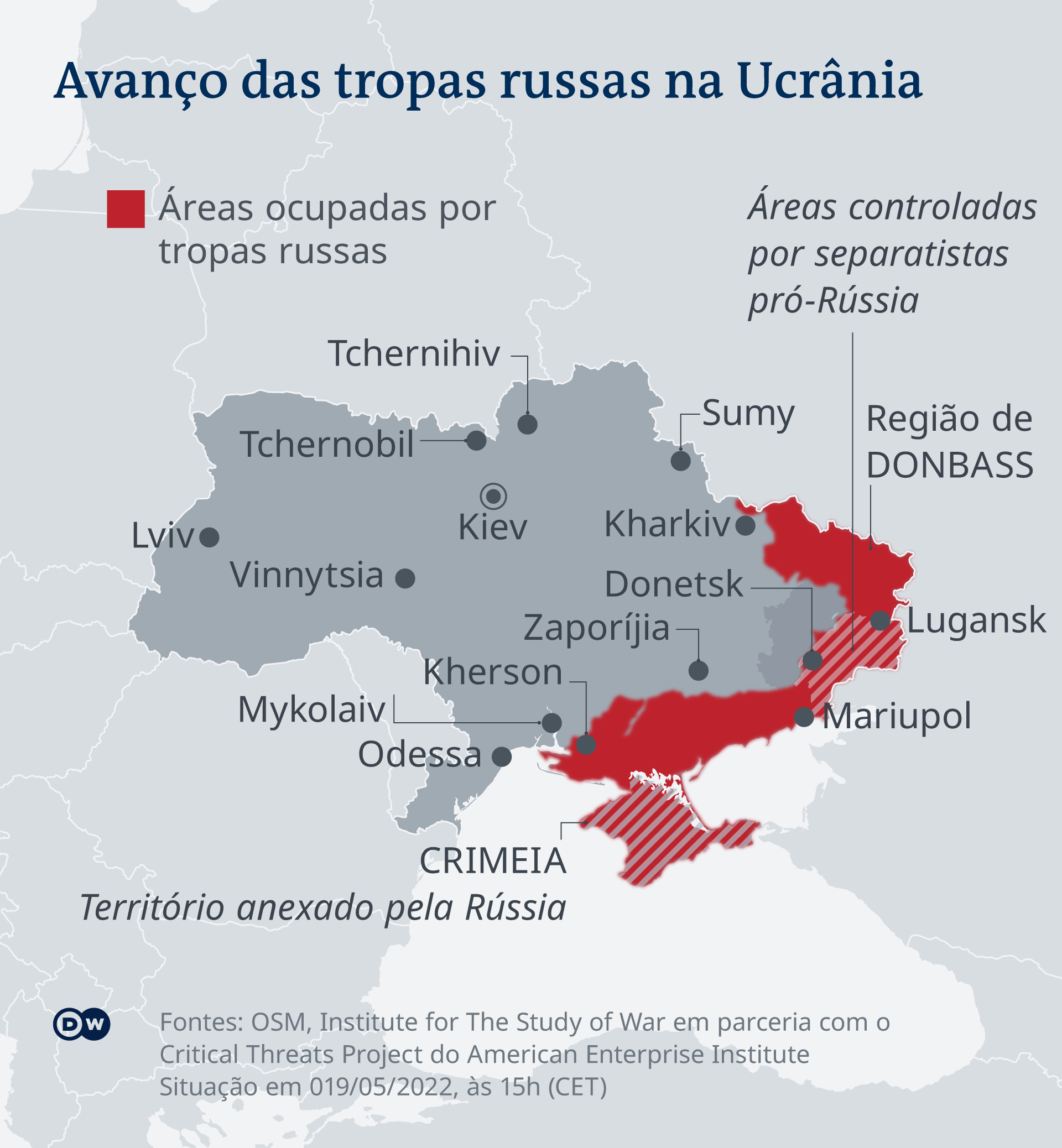 Infografik Welche Teile der Ukraine werden von russischen Truppen kontrolliert PT