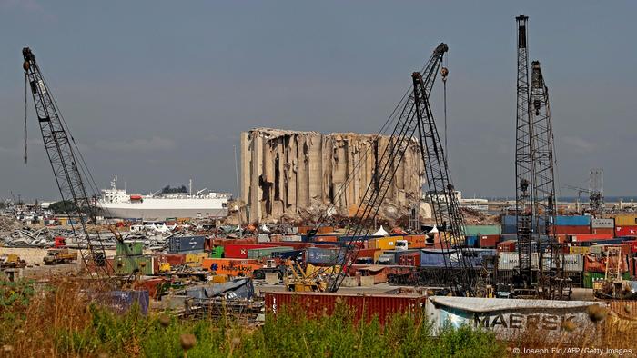 A general view shows the damaged grain silos at the port on August 4, 2021.