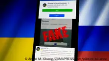 March 17, 2022, Asuncion, Paraguay: Illustration: Ukraine 24 Facebook page is displayed on a smartphone backdropped by cropped waving flags of Ukraine and Russia. Ukraine 24 posted a warning on Facebook that its broadcast and website were hacked on Wednesday. A fake video depicting Ukrainian President Volodymyr Zelenskyy circulated on social media and was placed on Ukraine 24 website by hackers before it was debunked and removed. (Credit Image: Â© Andre M. Chang/ZUMA Press Wire