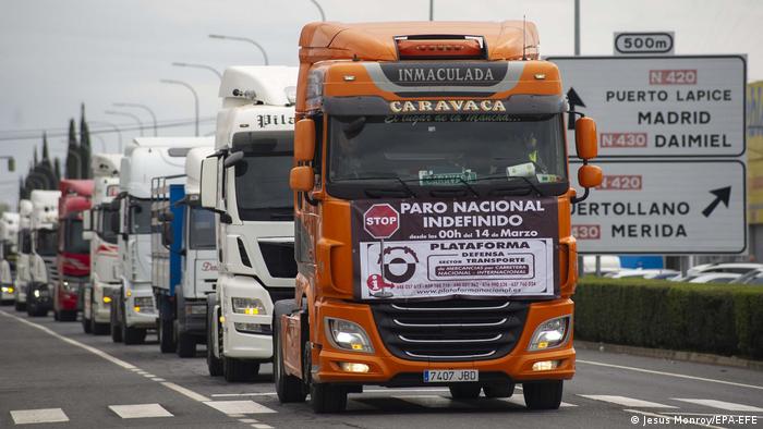Spanien | Proteste LKW Fahrer gegen hohe Spritpreise