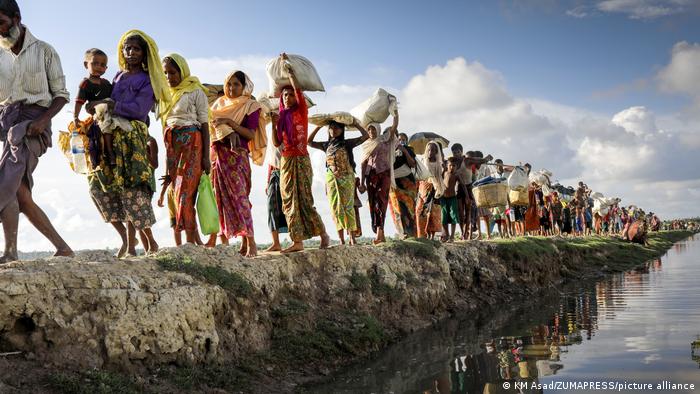 In this October 2017 photo, Rohingya Muslims can be seen fleeing from Myanmar to Bangladesh
