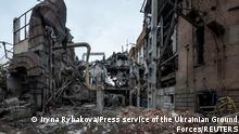 A view shows a thermal power plant destroyed by shelling, as Russia's attack on Ukraine continues, in the town of Okhtyrka, in the Sumy region, Ukraine March 14, 2022. Iryna Rybakova/Press service of the Ukrainian Ground Forces/Handout via REUTERS THIS IMAGE HAS BEEN SUPPLIED BY A THIRD PARTY. MANDATORY CREDIT