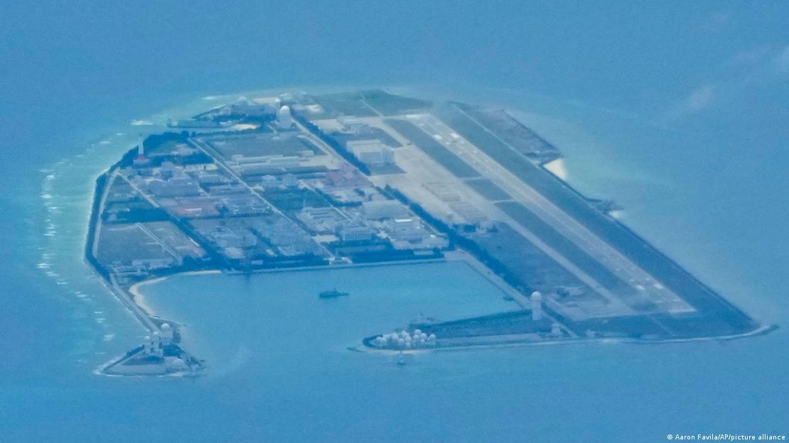 An aerial view of a Chinese military base