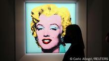 21.03.2022
Andy Warhol's Shot Sage Blue Marilyn, a painting of Marilyn Monroe, is pictured on display at Christie's Auction House in advance of the piece going up for auction in the Manhattan borough of New York City, New York, U.S., March 21, 2022. REUTERS/Carlo Allegri NO RESALES. NO ARCHIVES