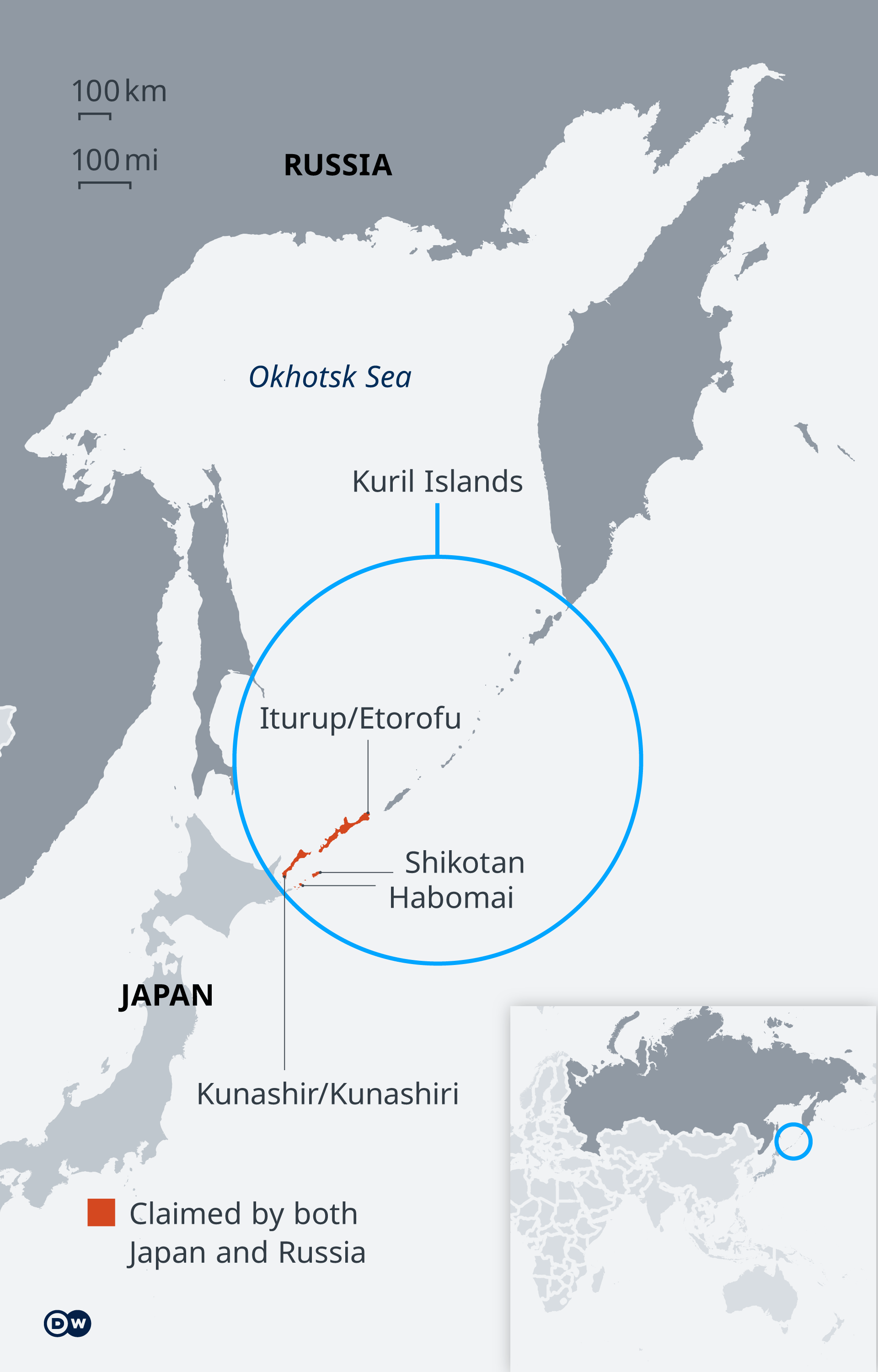 Karte Kurilen Russland Japan EN