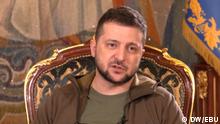 21.3.2022 Wolodymyr Selenskyj im TV-Interview mit ukrainischen Journalisten. 
