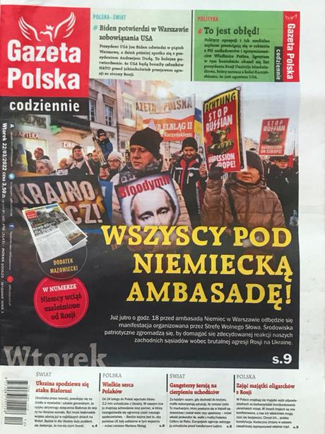 Poljsli list Gazeta Polska Codziennie od 22.3.2022.