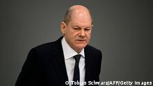 German Chancellor Olaf Scholz gives a speech during a session of the Bundestag (lower house of parliament) on March 23, 2022 in Berlin. (Photo by Tobias SCHWARZ / AFP) (Photo by TOBIAS SCHWARZ/AFP via Getty Images)