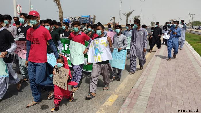 Yusuf Baluch marches with other activists in Balochistan.