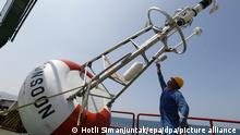 epa05193805 A technician checks the weather buoys instrument in Indonesian Government research vessel in Krueng Raya Port, Aceh, Indonesia, 04 March 2016. Indonesia government through the Meteorology, Climatology and Geophysics Agency (BMKG) in collaboration with the National Oceanic and Atmospheric Administration (NOAA) of US put five units Weather Buoy Instrument in the Indian ocean to detect weather parameters. The Indonesian agency for disaster prevention admitted that most buoys which were installed to alert on the arrivals of tsunami were not working on 02 March 2016, when a strong earthquake struck in the Indian Ocean off Sumatra Island, according to a statement released on 04 March 2016 on its website. The earthquake on 02 March, measuring 7.9 on the Richter scale, was first reported to have struck at a shallow depth of 10km and had its epicenter west of the Indonesian island of Sumatra, some 800km from the city of Padang. However, most tsunami warning buoys, which measure the force and speed of water movement, did not work and remain inoperative. This circumstance delayed the lifting of the tsunami warning, officials said. The earthquake caused no fatalities or major damage and no giant waves were recorded. EPA/HOTLI SIMANJUNTAK ++ +++ dpa-Bildfunk +++