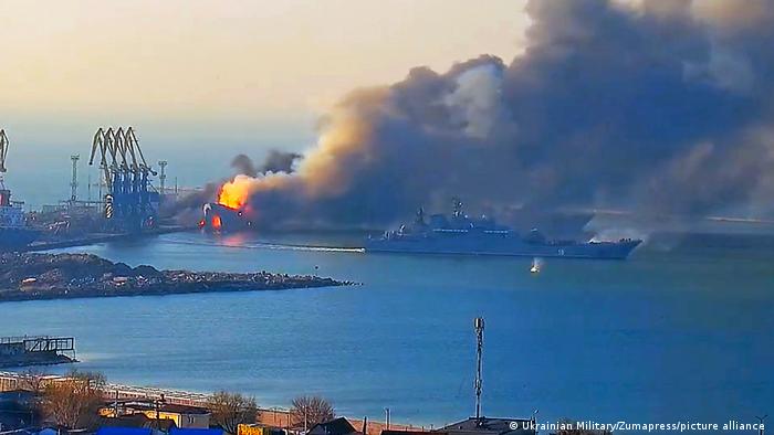 Russland Ukraine Krieg Hafen Berdyansk Kriegsschiff Orsk 