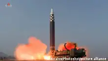 North Korea's state-run television releases photos of Kim Jong Un guiding the test-launch of what the country referred to as the Hwasong-17 ICBM (intercontinental ballistic missile) on 24th March 2022., Credit:Avalon.red / Avalon